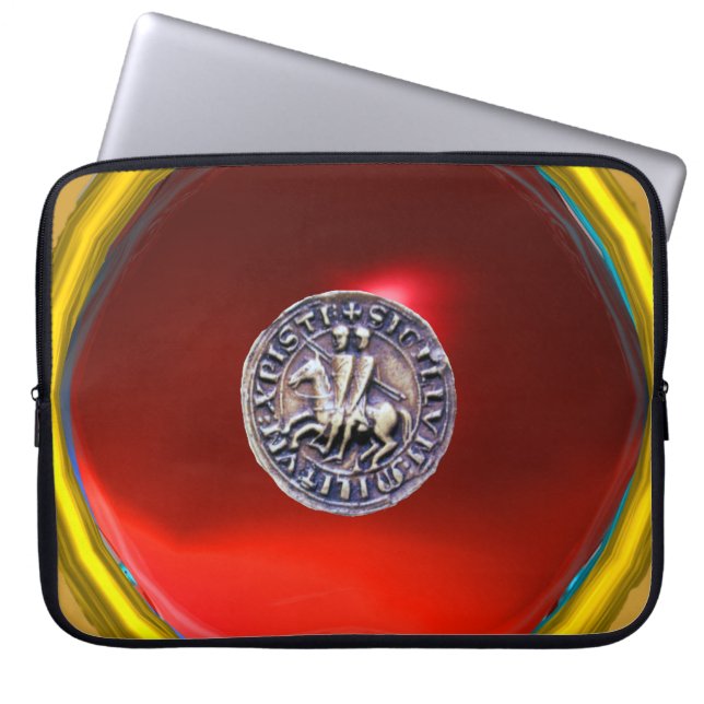 SIEGEL DER KNIGHTS TEMPLAR Graue Edelstein rot Laptopschutzhülle (Vorderseite)