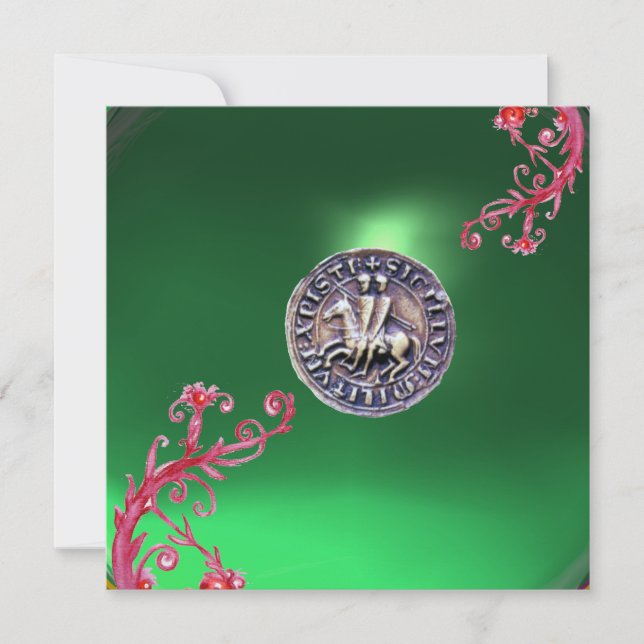 SIEGEL DER KNIGHTS TEMPLAR Jade grün Einladung (Vorderseite)
