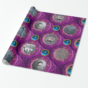 SIEGEL DER KNIGHTS TEMPLAR Lila Blue Gems Geschenkpapier