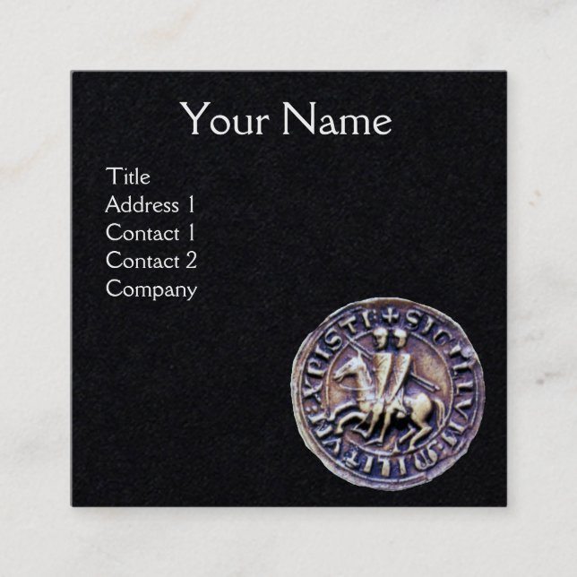 SIEGEL DER KNIGHTS TEMPLAR MONOGRAMM Black Paper Quadratische Visitenkarte (Vorderseite)