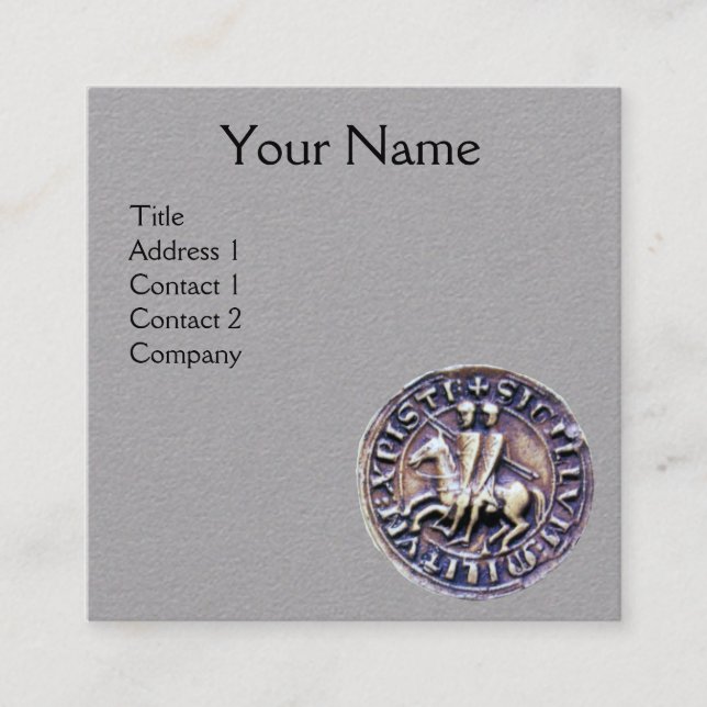 SIEGEL DER KNIGHTS TEMPLAR MONOGRAMM Graues Papier Quadratische Visitenkarte (Vorderseite)
