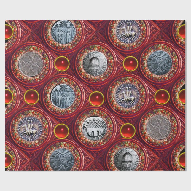 SIEGEL DER KNIGHTS TEMPLAR Red Ruby Gems Geschenkpapier (Flach)