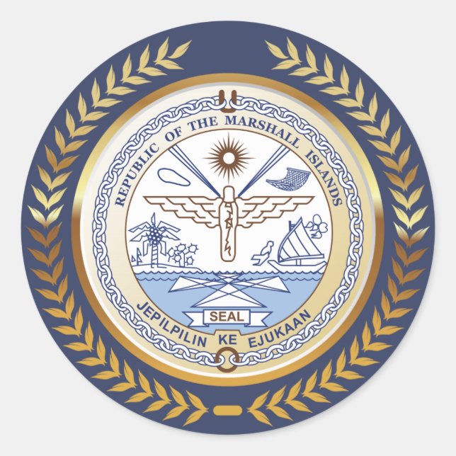 Siegel der Marshallinseln Runder Aufkleber (Vorderseite)
