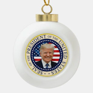 Siegel des 47. Präsidenten Trump gewinnt 2024 Keramik Kugel-Ornament