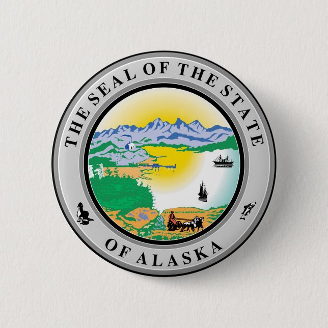 Siegel des Staat Alaska USA Button (Vorderseite)