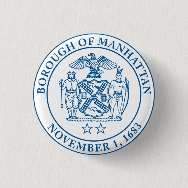 Siegel des Stadtbezirks Manhattan, NYC Button (Vorderseite)