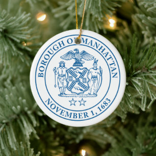 Siegel des Stadtbezirks Manhattan, NYC Keramik Ornament