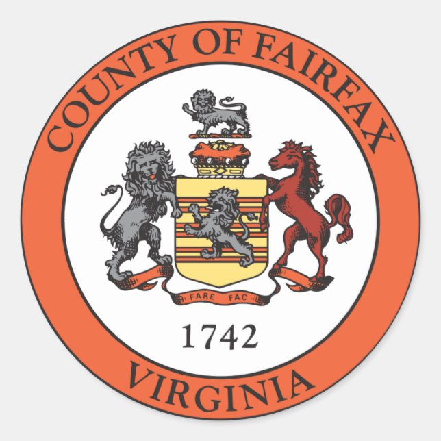 Siegel Fairfax Landkreis, Virginia Runder Aufkleber (Vorderseite)