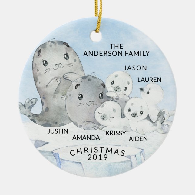 Siegel Familie 6 Weihnachten Keramik Ornament (Vorne)