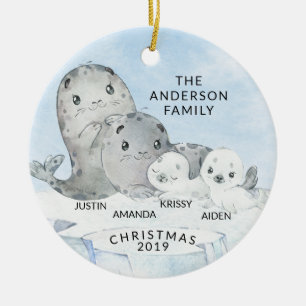 Siegel-Familie Familie von 4 Weihnachten Keramik Ornament