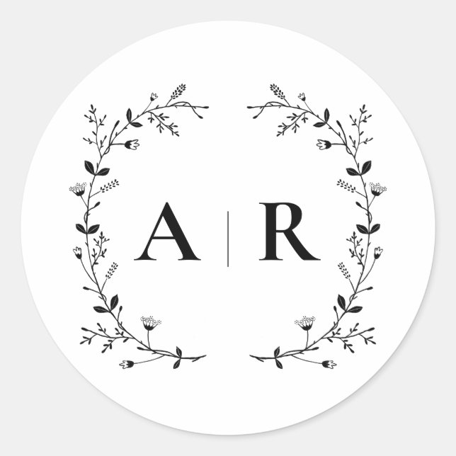 Siegel für das Hochzeitslabel "Weinscroll", Monogr Runder Aufkleber (Vorderseite)