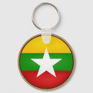Siegel für die coole Flagge von Myanmar Schlüsselanhänger