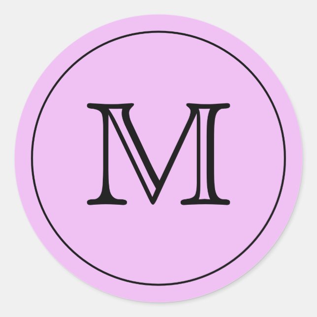 Siegel für lila Schwarze Monogramm-Buchstaben mit  Runder Aufkleber (Vorderseite)