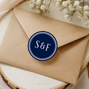 Siegel für Umschläge mit Midnight-Blue-Monogramm Runder Aufkleber