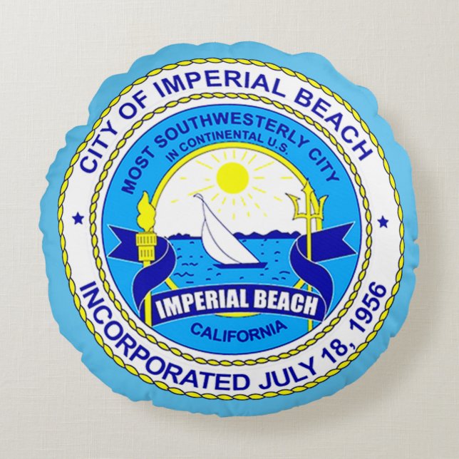 Siegel Imperial Beach, Kalifornien Rundes Kissen (Vorderseite)