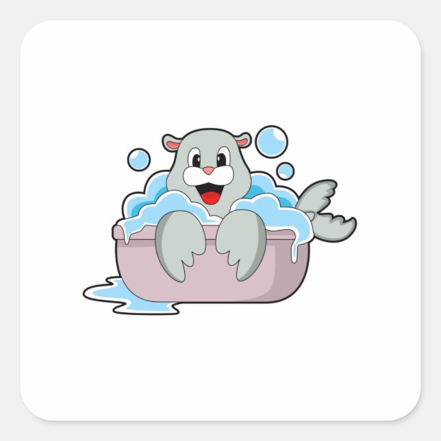 Siegel in der Badewanne Quadratischer Aufkleber (Vorderseite)