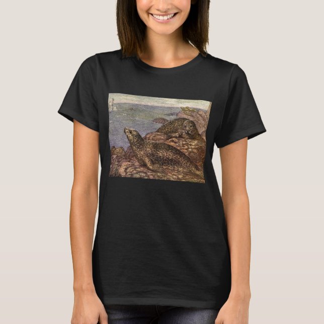 Siegel in Vintagen Häfen, Meerestiere T-Shirt (Vorderseite)