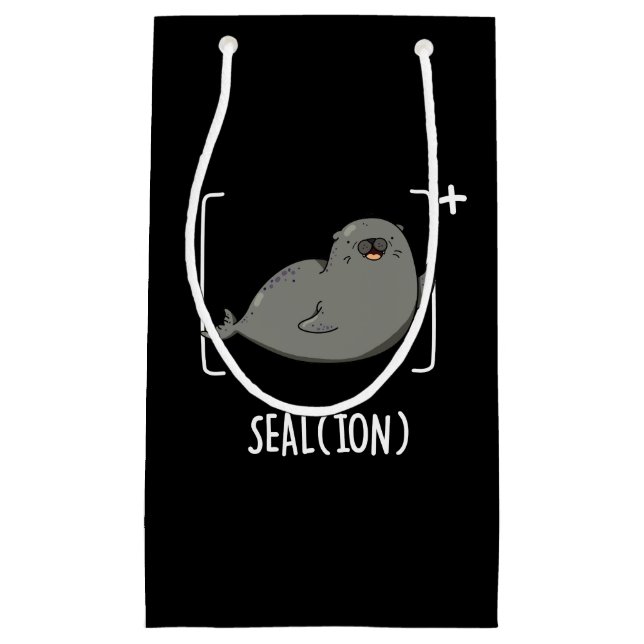 Siegel Ion Funny Sea Lion Pun Dark BG Kleine Geschenktüte (Vorderseite)