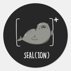 Siegel Ion Funny Sea Lion Pun Dark BG Runder Aufkleber