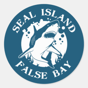 Siegel Island False Bay - Scuba Diving with Haie Runder Aufkleber