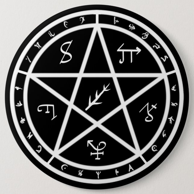 Siegel-Knopf - Weiß auf Schwarzem Button (Vorderseite)