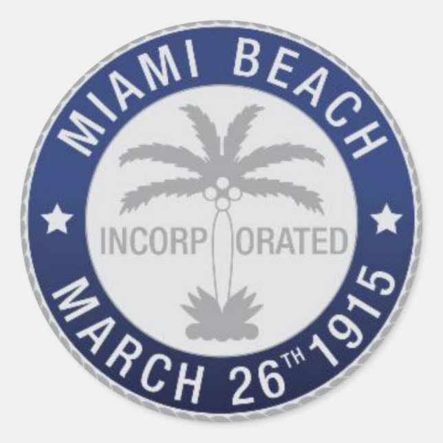 Siegel Miami Beach, Florida Runder Aufkleber (Vorderseite)