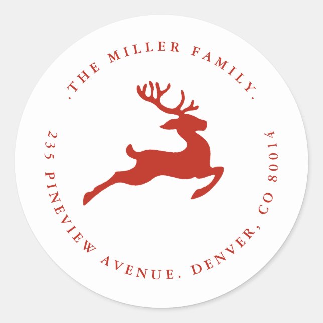 Siegel Minimalistisch Red Reindeer Holiday / Ansch Runder Aufkleber (Vorderseite)