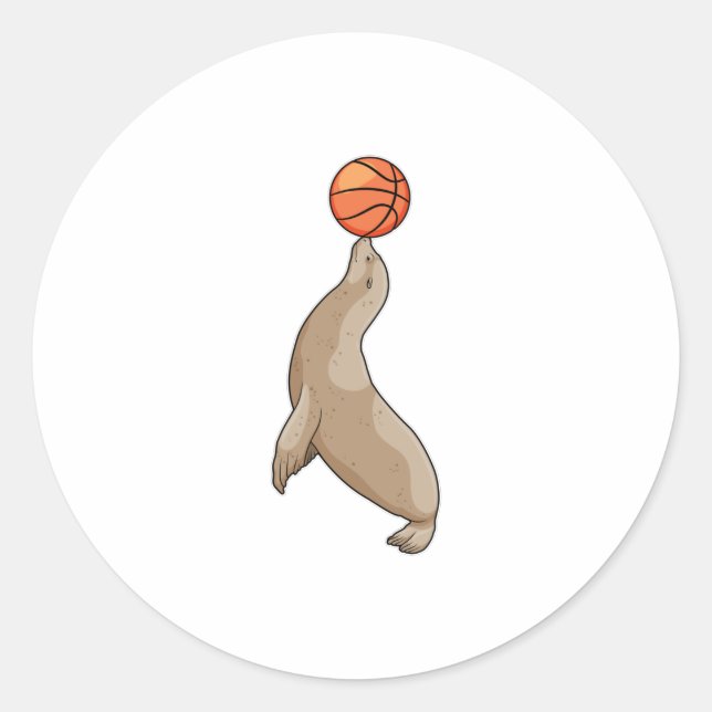 Siegel mit Basketball Runder Aufkleber (Vorderseite)