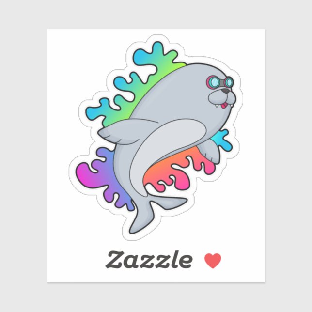 Siegel mit Brille Aufkleber (Blatt)