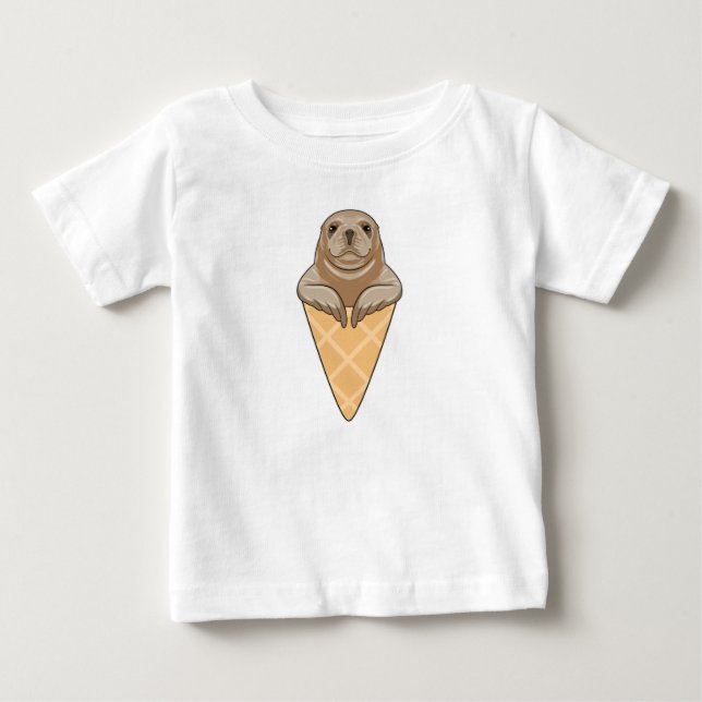 Siegel mit Eiscreme Baby T-shirt (Vorderseite)