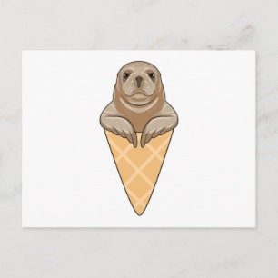 Siegel mit Eiscreme Postkarte