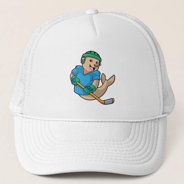 Siegel mit Eishockey und Eishockeyschläger Truckerkappe (Vorderseite)