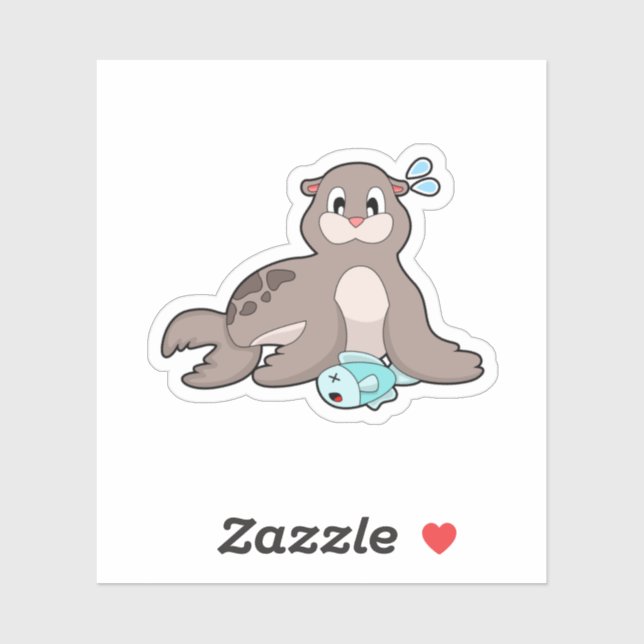 Siegel mit Fisch Aufkleber (Blatt)