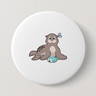 Siegel mit Fisch Button