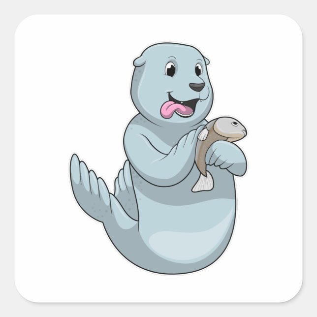 Siegel mit Fisch Quadratischer Aufkleber (Vorderseite)