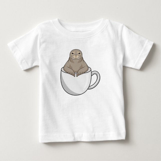 Siegel mit Kaffeetasse Baby T-shirt (Vorderseite)