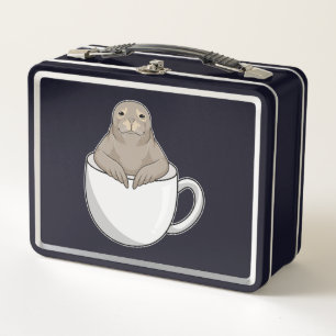 Siegel mit Kaffeetasse Metall Brotdose