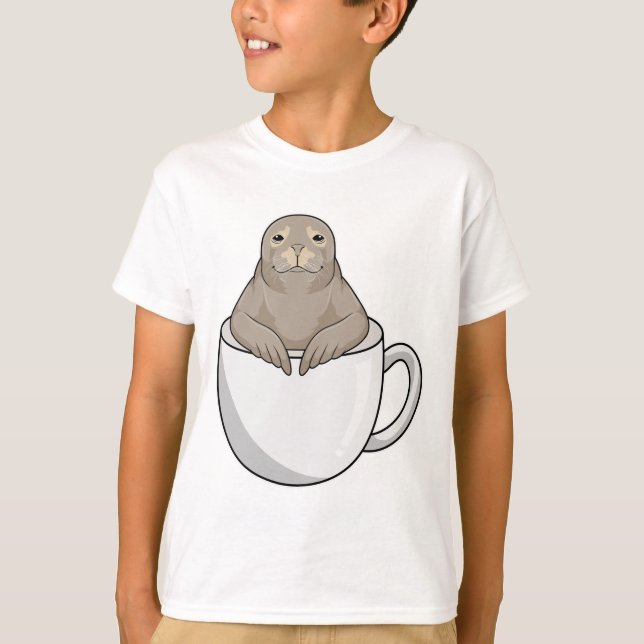 Siegel mit Kaffeetasse T-Shirt (Vorderseite)
