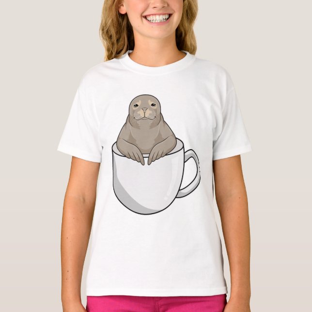 Siegel mit Kaffeetasse T-Shirt (Vorderseite)