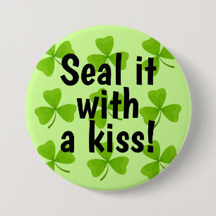 Siegel mit Kiss Green Kleeblatt Button