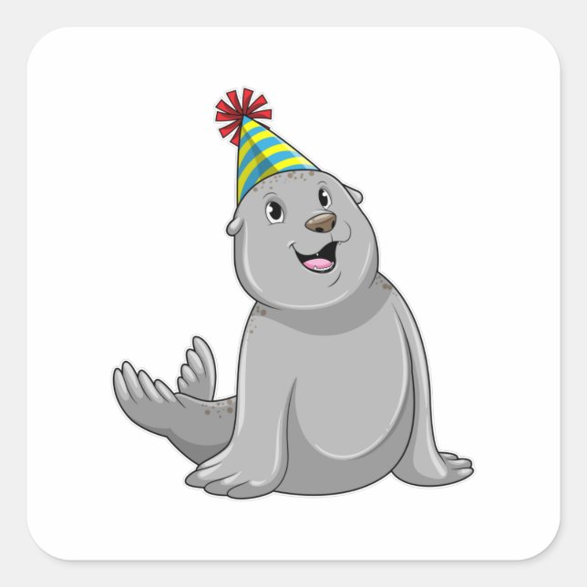 Siegel mit Party hat Party Quadratischer Aufkleber (Vorderseite)