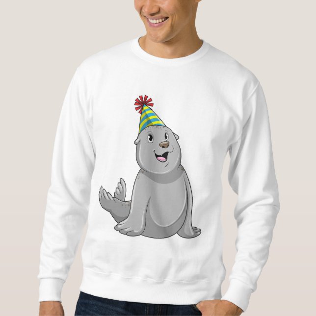 Siegel mit Party hat Party Sweatshirt (Vorderseite)