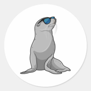 Siegel mit Sonnenbrille Runder Aufkleber