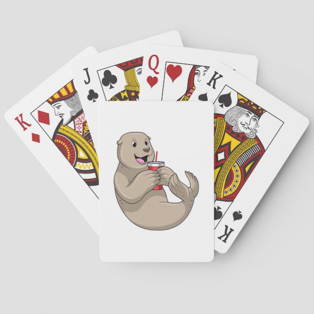 Siegel mit Tasse mit Stroh Spielkarten (Rückseite)