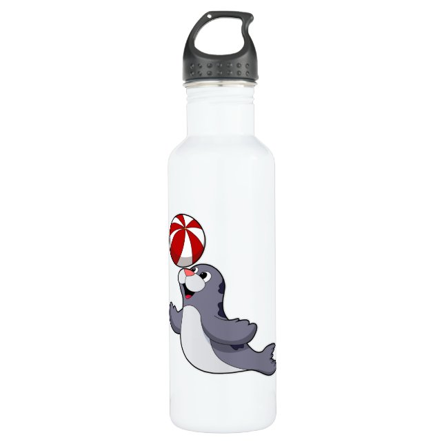 Siegel mit Wasserpolo Edelstahlflasche (Vorderseite)