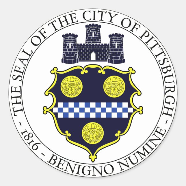 Siegel Pittsburgh Runder Aufkleber (Vorderseite)