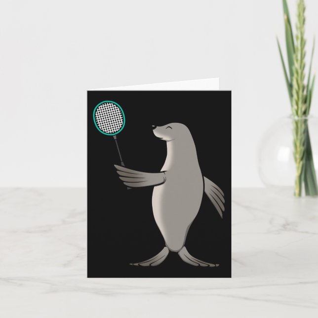 Siegel Playing Badminton Hob Karte (Vorderseite)