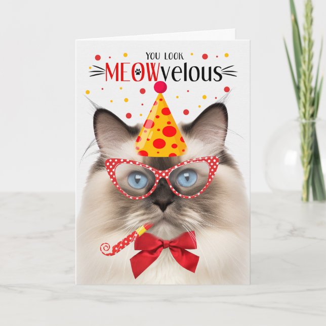 Siegel Point Ragdoll Cat MEOWvelous Birthday Karte (Vorderseite)