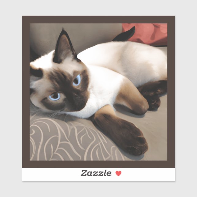 Siegel Point Siamese Digitales Portrait Aufkleber (Blatt)