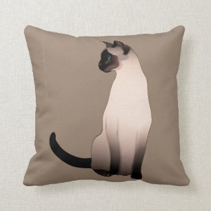Siegel-Punkt-siamesische Katze auf Taupe TAN Kissen